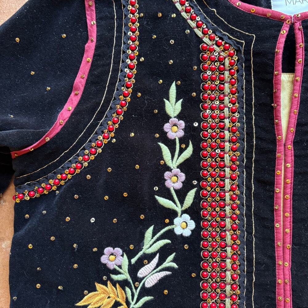 John Mark Embellished Floral Beaded Velvet Jacket Boho Festival Art to Wear XL - Picture 10 of 16